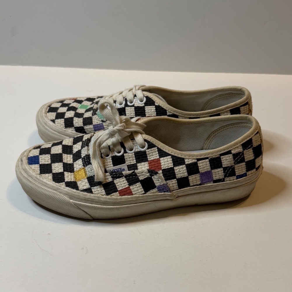 Vans Authentic NeedlePoint 44DX Sneakers Womens 8 Woven Checkerboard Low Top - Picture 3 of 7